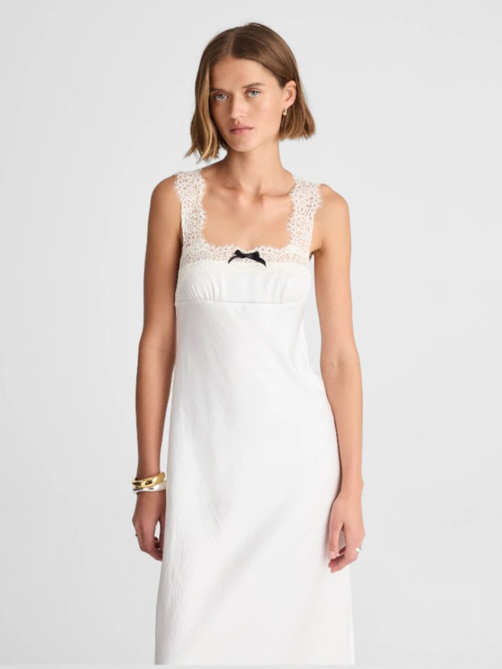 Alexa Chung For Madewell Courtney Satin Slip Dress In Ivory Size 10 NIWT